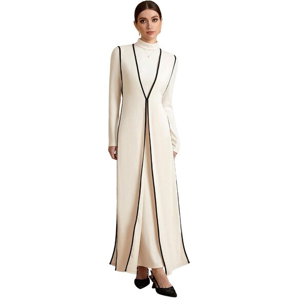 Dresses & Skirts - Women's 2 Piece Sweater Dress Set Maxi Turtleneck Long Sleeve Elegant Outfit